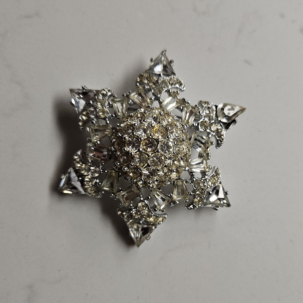 Elegant Silver Crystal Brooch